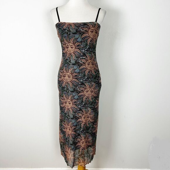 SHEIN Dresses & Skirts - Women's Y2K Aesthetic Boho Maxi Dress Sun Pattern Festival Summer Size Small